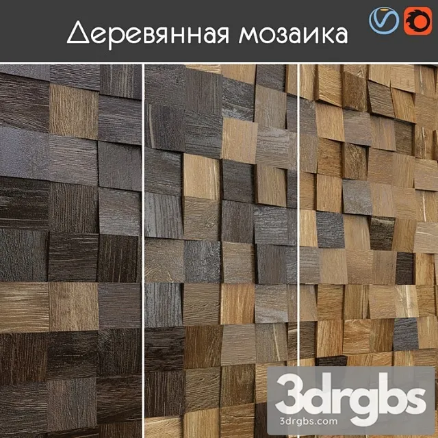 Wooden Mosaic 003 3D Model Download
