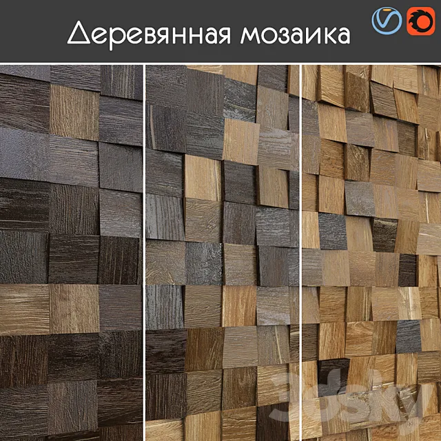 Wooden mosaic 003 3D Model