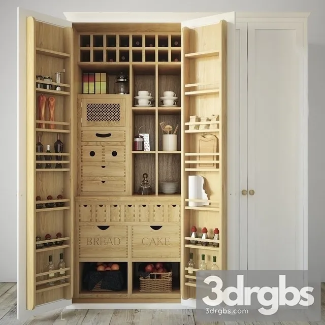 Wooden Organizer Cabinet 3D Model Download