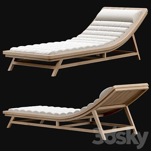 Wooden outdoor chaise lounge L15 3D Model Wooden outdoor chaise lounge L15 3D Model