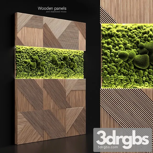 Wooden panels and stabilized moss 3D Model Download