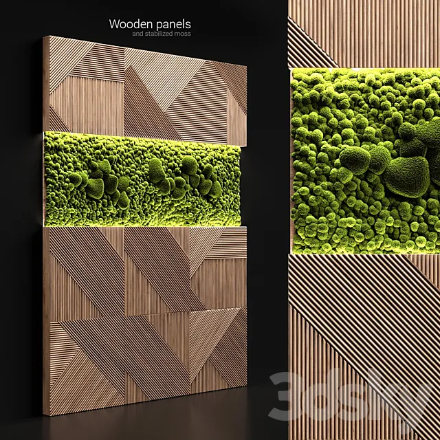 Wooden panels and stabilized moss 3DModel Wooden panels and stabilized moss 3DModel