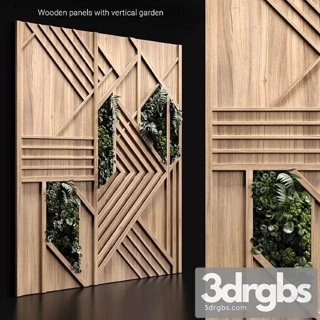 Wooden panels and vertical garden 3 3D Model Download