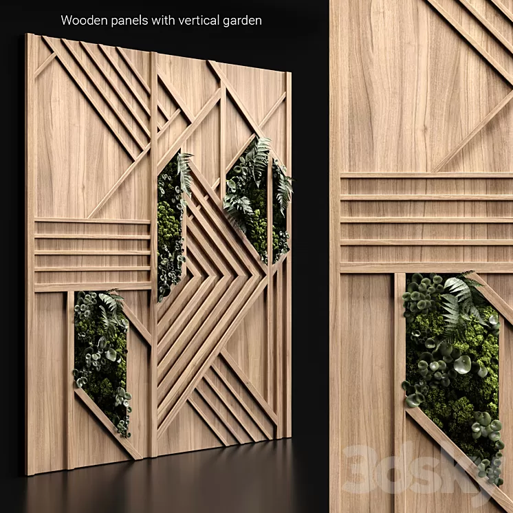 Wooden panels and vertical garden 3 3D Model Wooden panels and vertical garden 3 3D Model