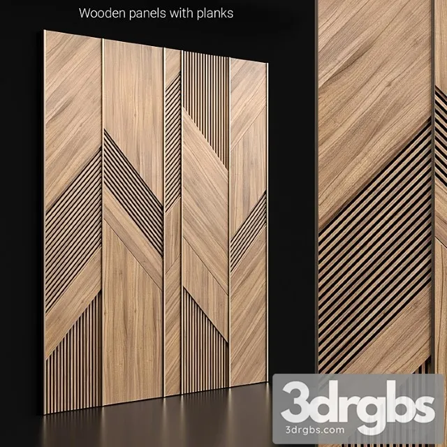 Wooden Panels With Planks 3D Model Download