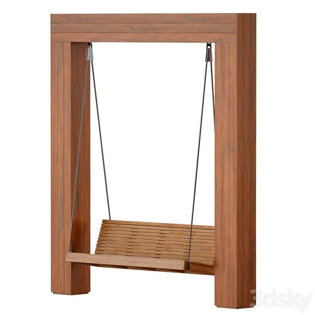 Wooden park swing made of light wood 3D Model Wooden park swing made of light wood 3D Model