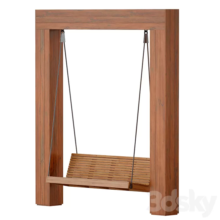 Wooden park swing made of light wood 3D Model Wooden park swing made of light wood 3D Model