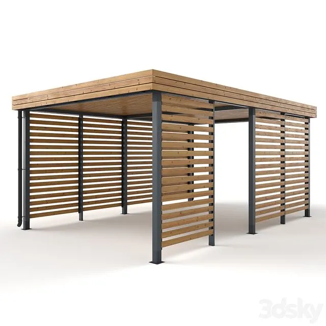 Wooden pergola canopy 4 3D Model Wooden pergola canopy 4 3D Model