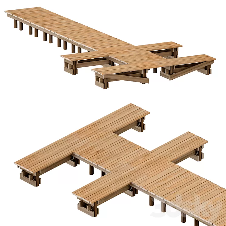 Wooden pier / River pier / Pontoon 3D Model Wooden pier / River pier / Pontoon 3D Model