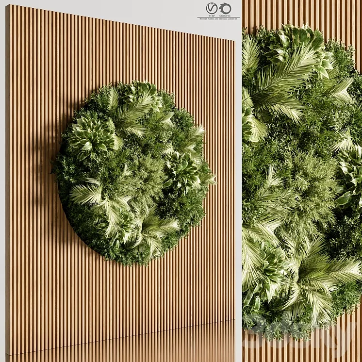 Wooden planks and vertical garden 06 3D Model Free Download Wooden planks and vertical garden 06 3D Model Free Download