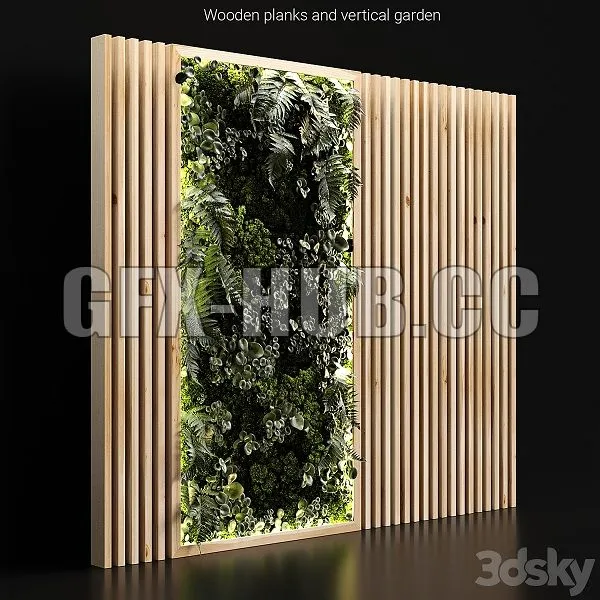 Wooden Planks and Vertical Garden 3D Model Wooden Planks and Vertical Garden 3D Model