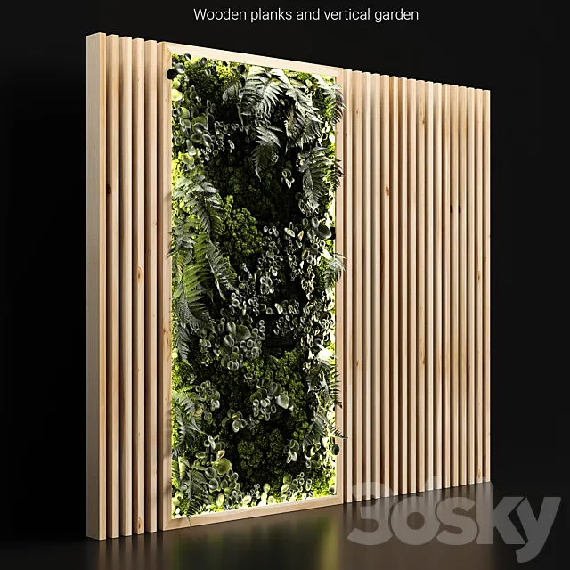 Wooden planks and vertical garden 3D Model Wooden planks and vertical garden 3D Model