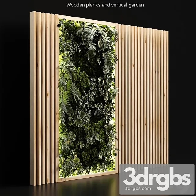 Wooden planks and vertical garden Wooden planks and vertical garden