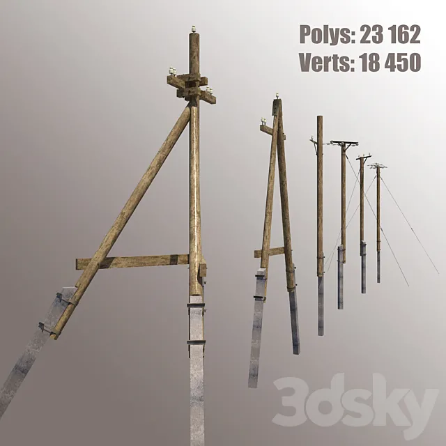 Wooden poles 3DModel Wooden poles 3DModel