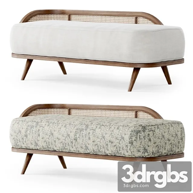 wooden rattan bench_1 wooden rattan bench_1