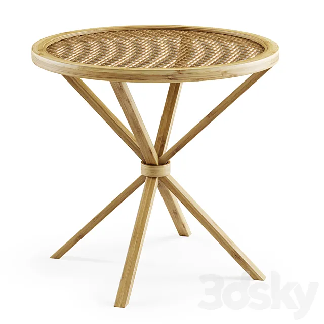 Wooden rattan coffee table _ rattan coffee table 3D Model