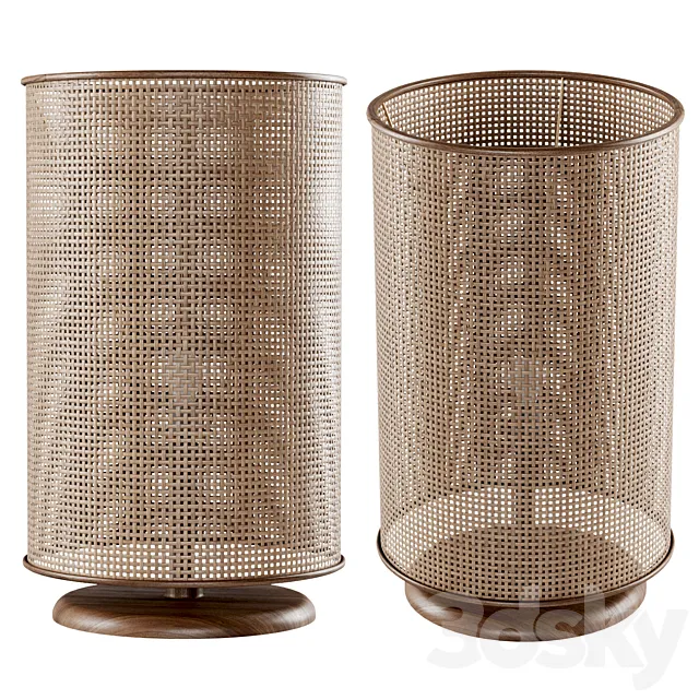 Wooden rattan table lamp L500 _ Round table lamp 3D Model Wooden rattan table lamp L500 _ Round table lamp 3D Model
