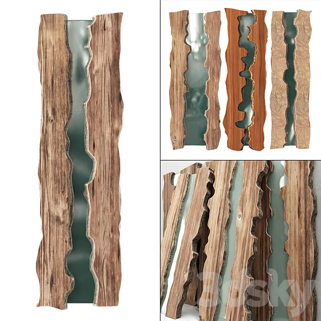 Wooden slabs with glass 3D Model Wooden slabs with glass 3D Model