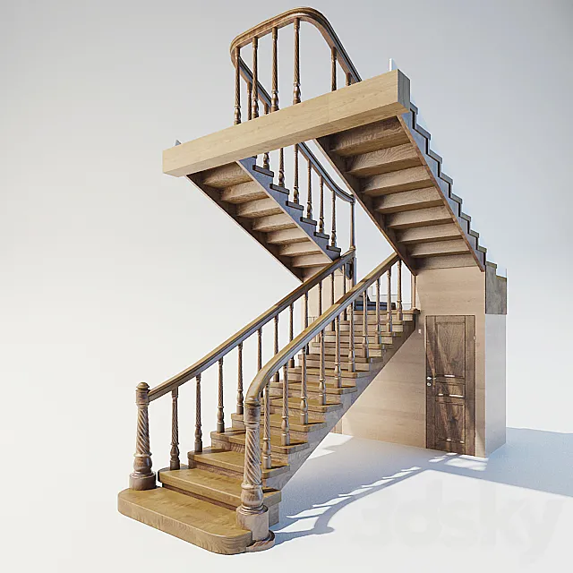 wooden staircase 3D Model