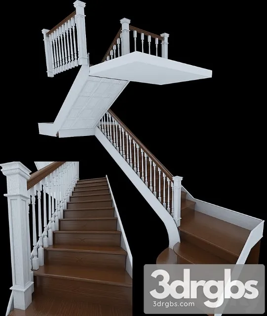 Wooden Staircase 3D Model Download