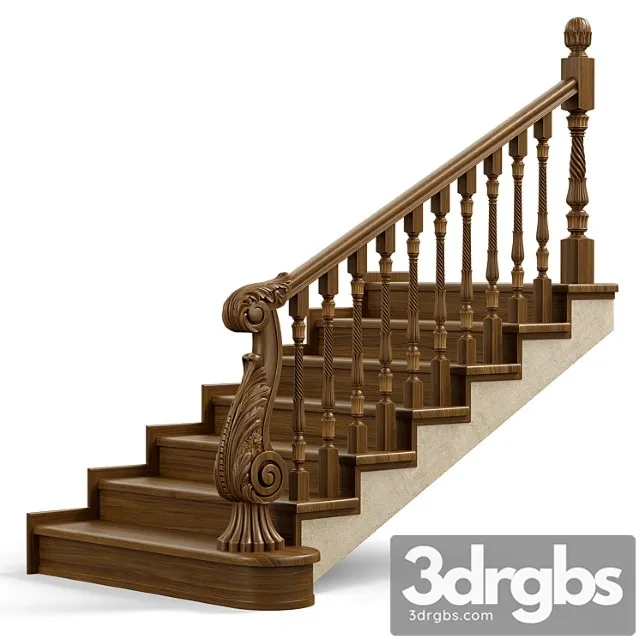 Wooden Stairs 004 3D Model Download