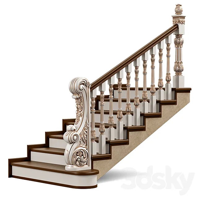 Wooden stairs 008 3D Model
