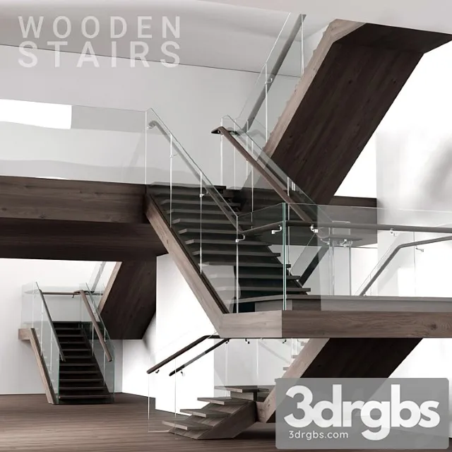 Wooden stairs 2 3D Model Download