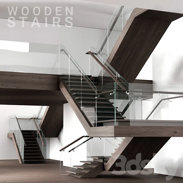 Wooden stairs 2 3D Model