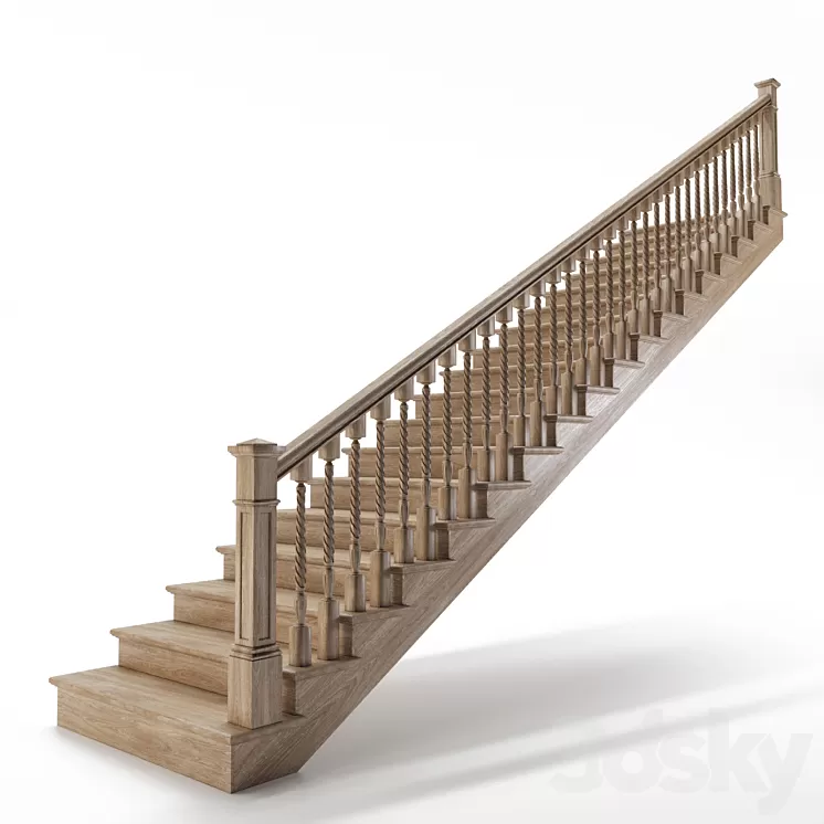 wooden stairs 3D Model Free Download