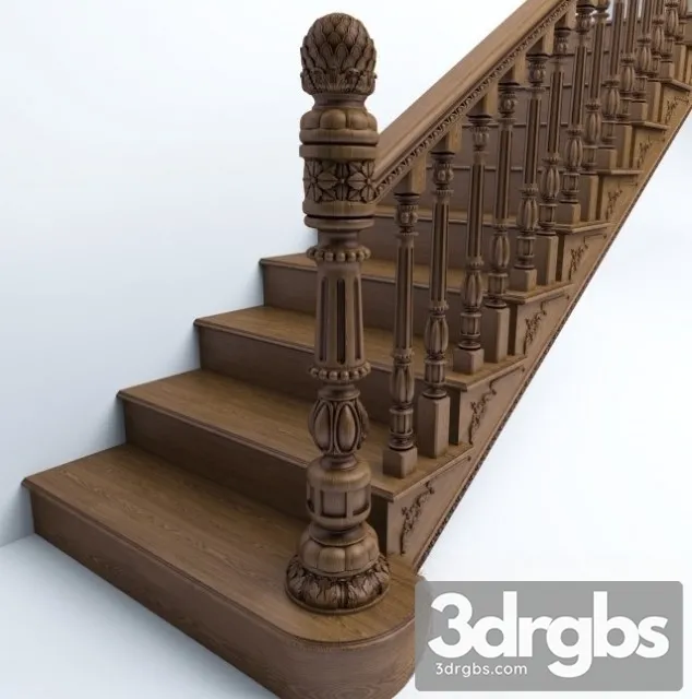 Wooden Stairs 3D Model Download