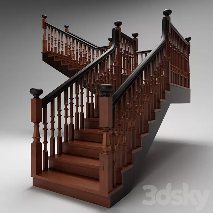 Wooden stairs 3D Model
