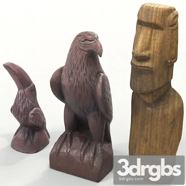 Wooden statuettes 3D Model Download