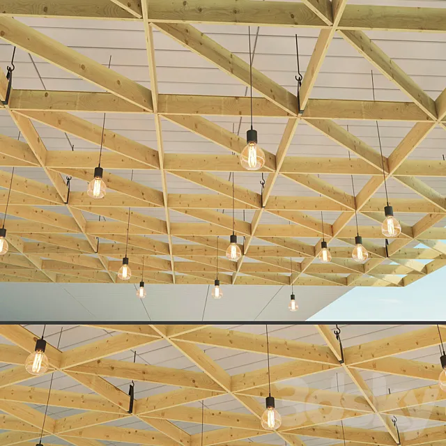 Wooden suspended ceiling 3D Model