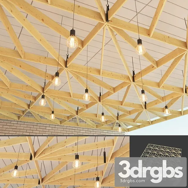 Wooden suspended ceiling 4 3D Model Download