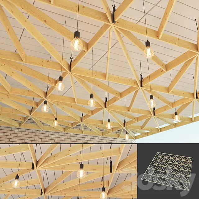 Wooden suspended ceiling 4 3DModel Wooden suspended ceiling 4 3DModel