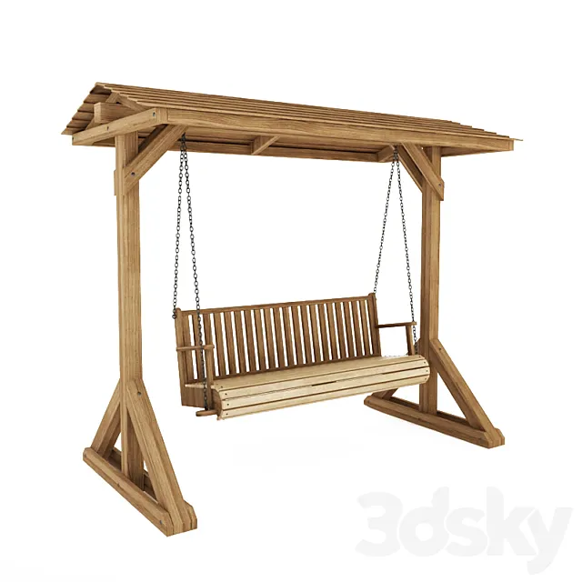 Wooden swing bench 3D Model Wooden swing bench 3D Model