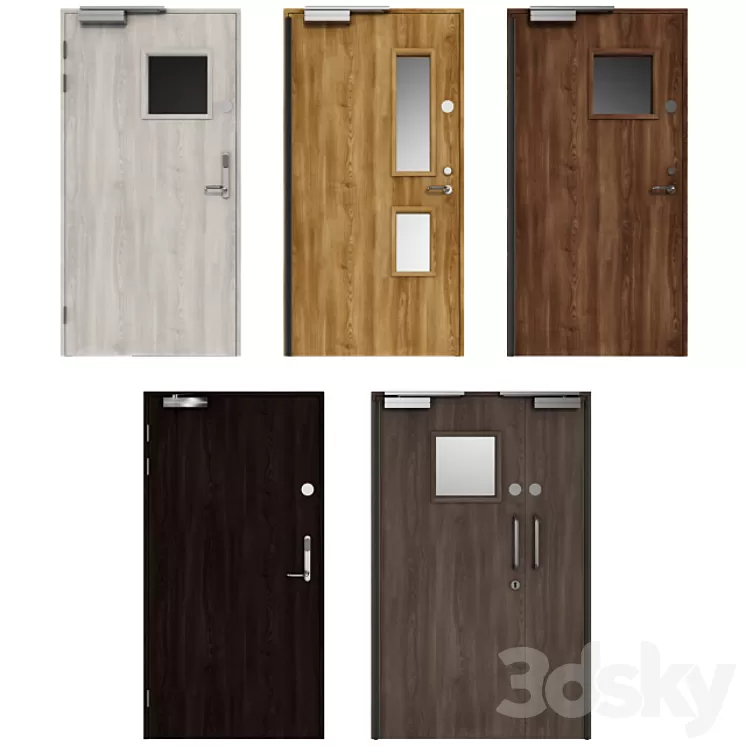 Wooden swing fire doors 3D Model
