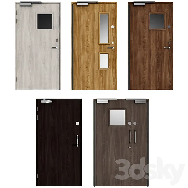 Wooden swing fire doors 3DModel