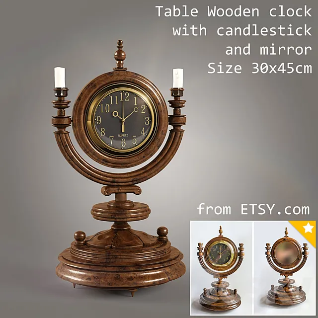 Wooden table clock 3D Model Wooden table clock 3D Model