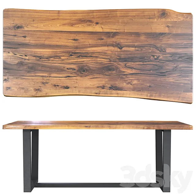 Wooden table slab 3D Model