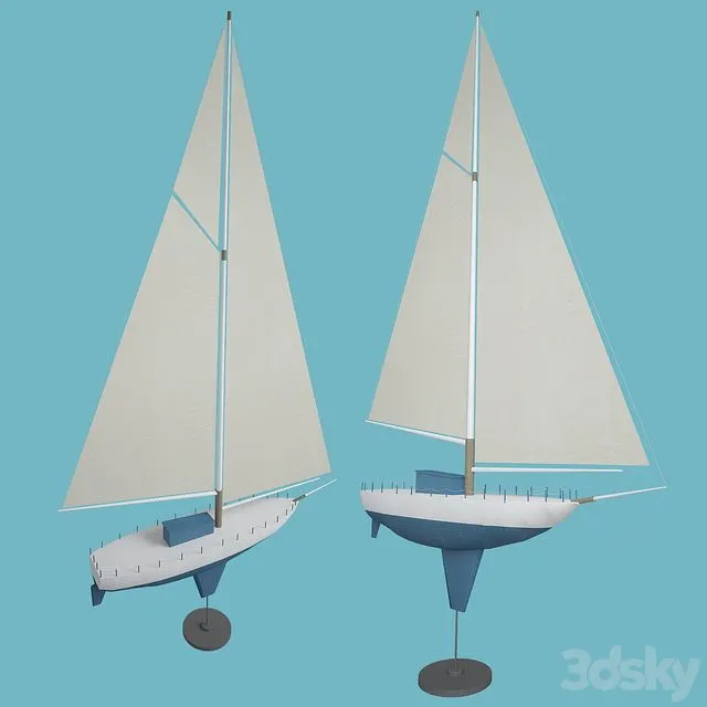 Wooden toy boat 3D Model