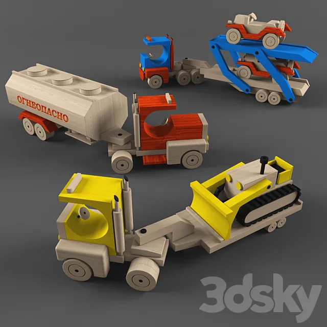wooden toys-heavy equipment 3DModel wooden toys-heavy equipment 3DModel