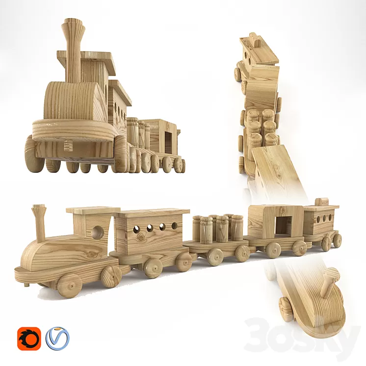Wooden Toys_Train 3D Model Wooden Toys_Train 3D Model