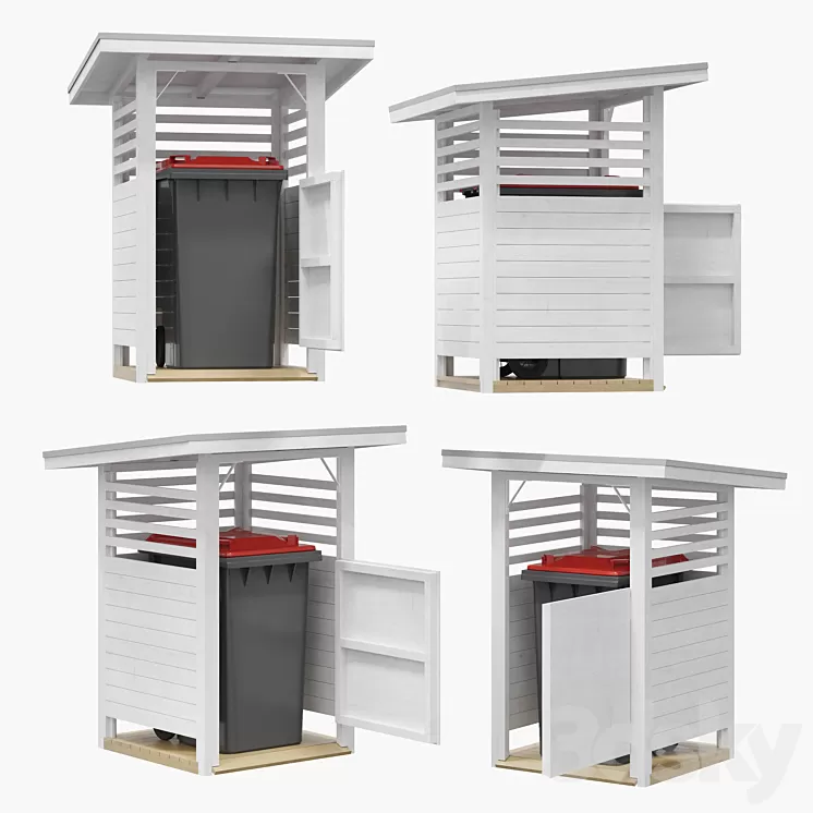 Wooden trash can house 3D Model