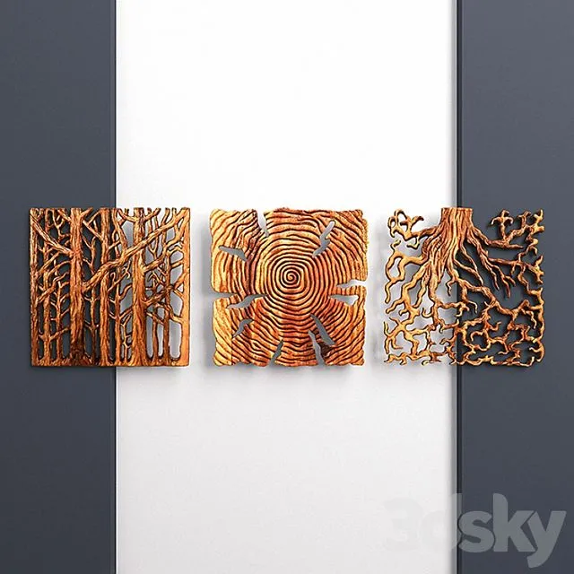 «Wooden Triptych Wall Panel» 3D Model «Wooden Triptych Wall Panel» 3D Model