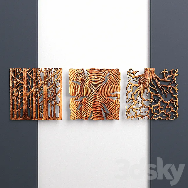 «Wooden Triptych Wall Panel» 3DModel «Wooden Triptych Wall Panel» 3DModel