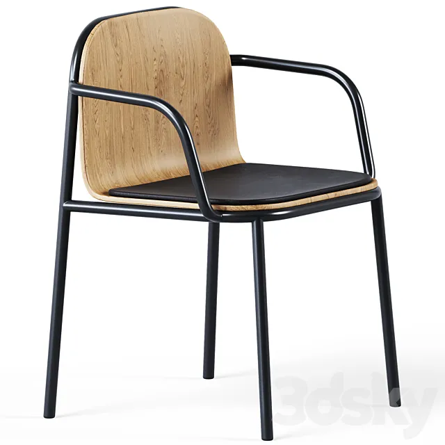 Wooden Upholstered Shell Armrest Chair by Annud 3D Model Wooden Upholstered Shell Armrest Chair by Annud 3D Model