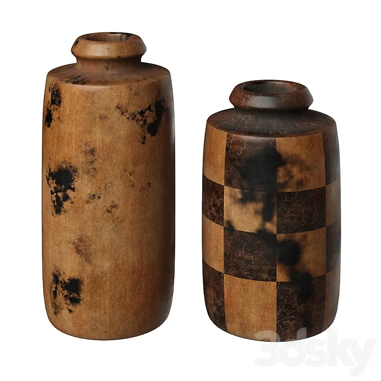 Wooden Vases 3D Model Free Download