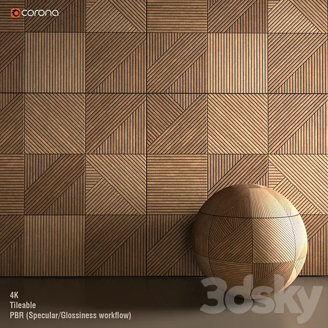Wooden wall panel 3D Model