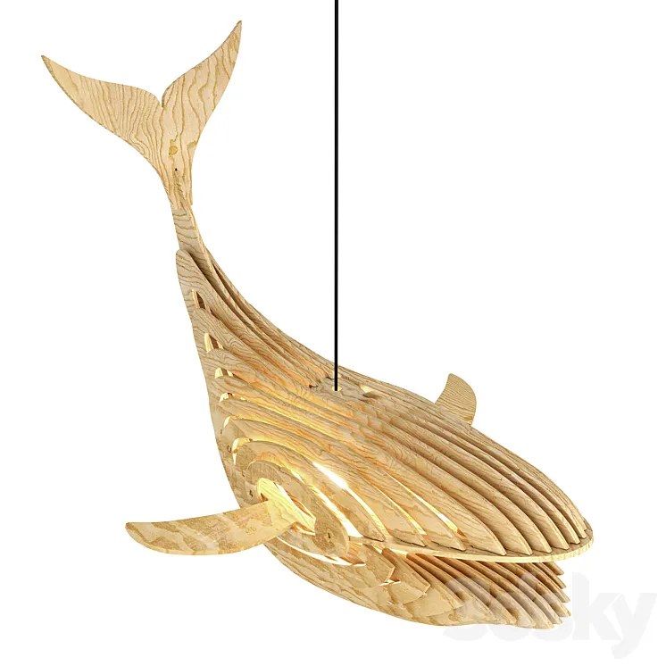 Wooden Whale Lamp 3D Model Free Download